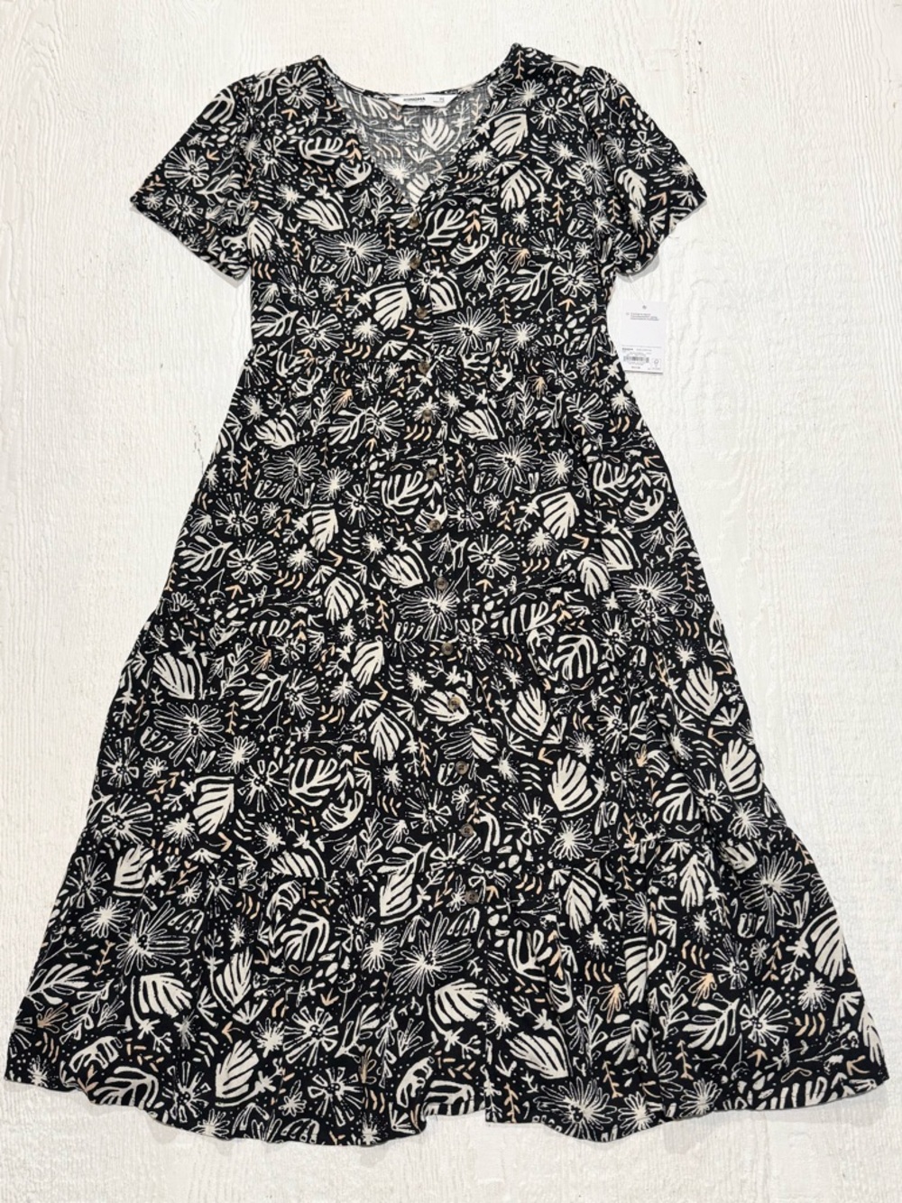 Sonoma Casual Cruise/Vacation Dress Tropical Monstera Leaf Print